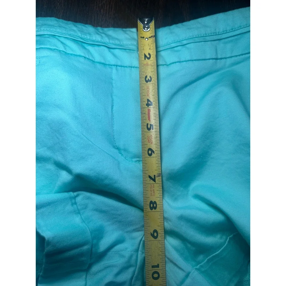Express‎ Womens Mint Green Cuffed Chino Shorts Size 10 Cotton Stretch Mid Rise
